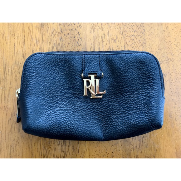 Lauren Ralph Lauren Handbags - Lauren Ralph Lauren Womens Cosmetic Makeup bag 100% Cow Leather Black EUC